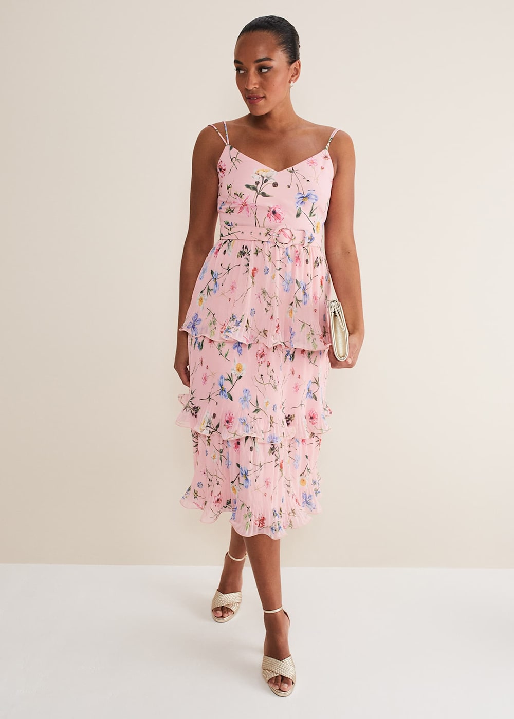 River Floral Tiered Midi Dress Phase Eight UK