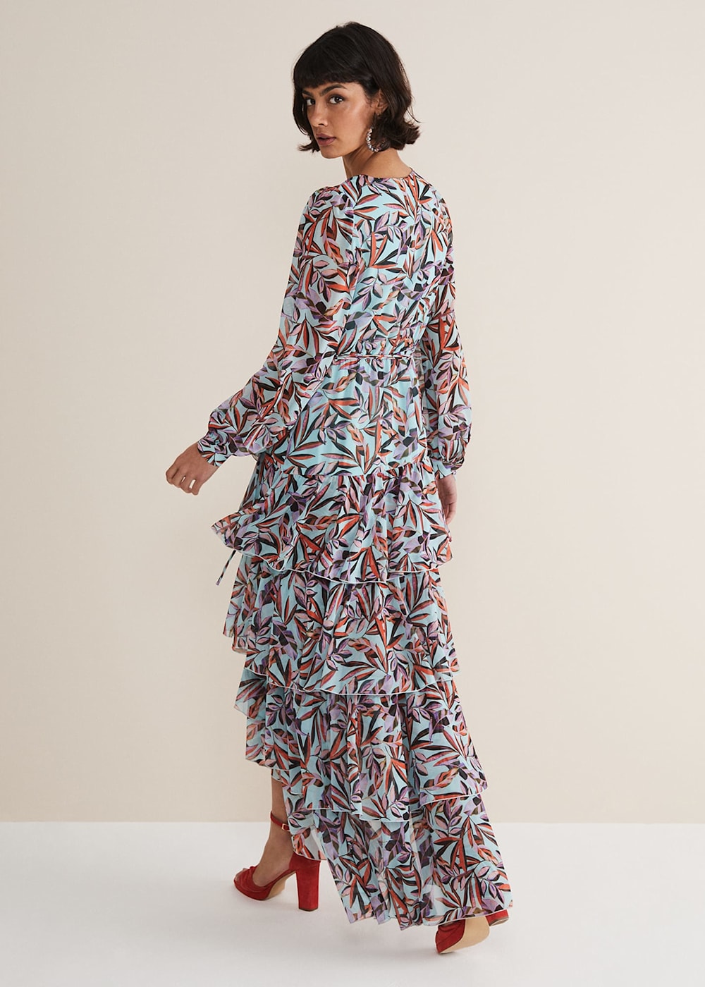 Jada Leaf Print Tiered Maxi Dress | Phase Eight UK |