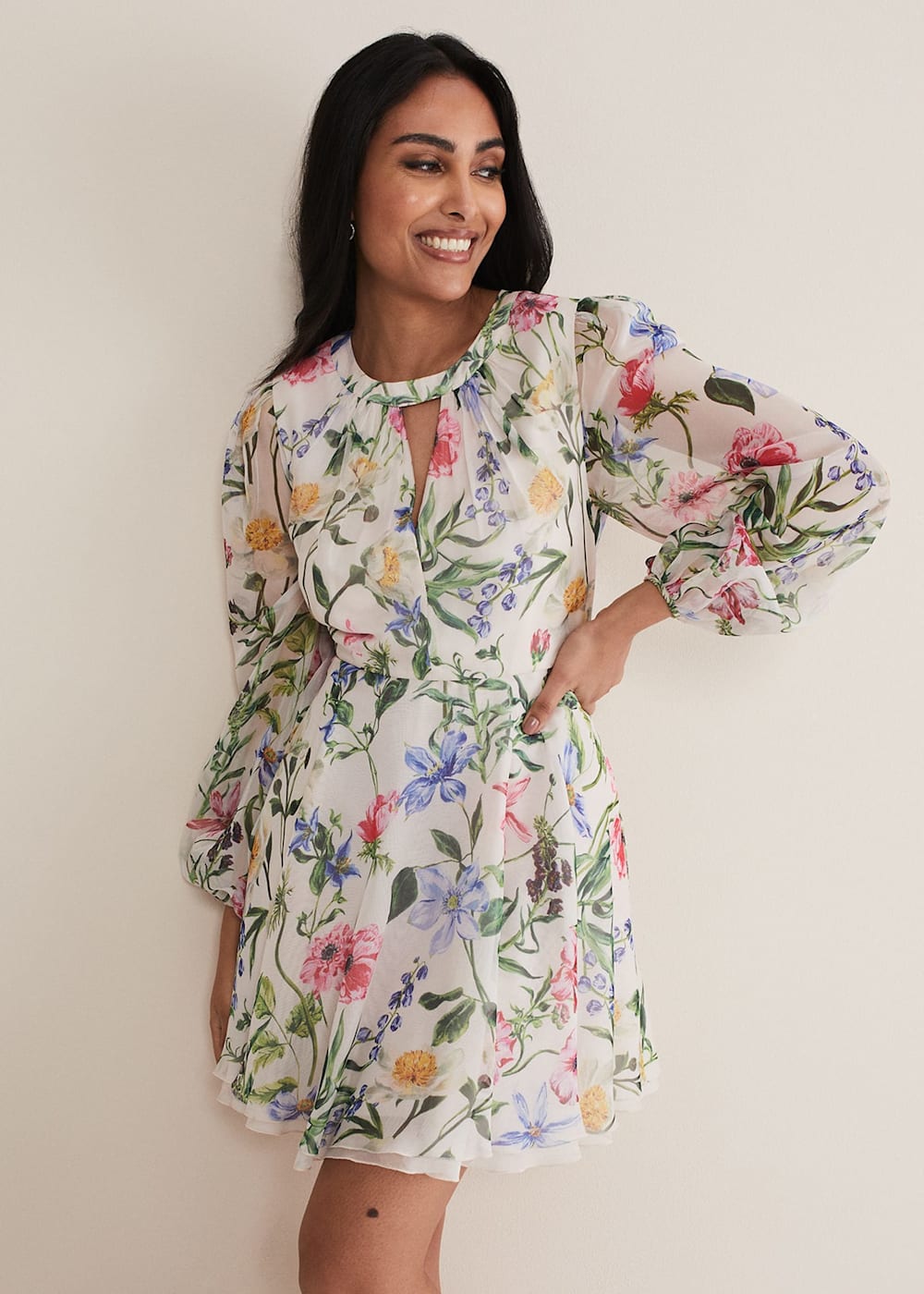 Petite Everleigh Chiffon Floral Mini Dress Phase Eight UK