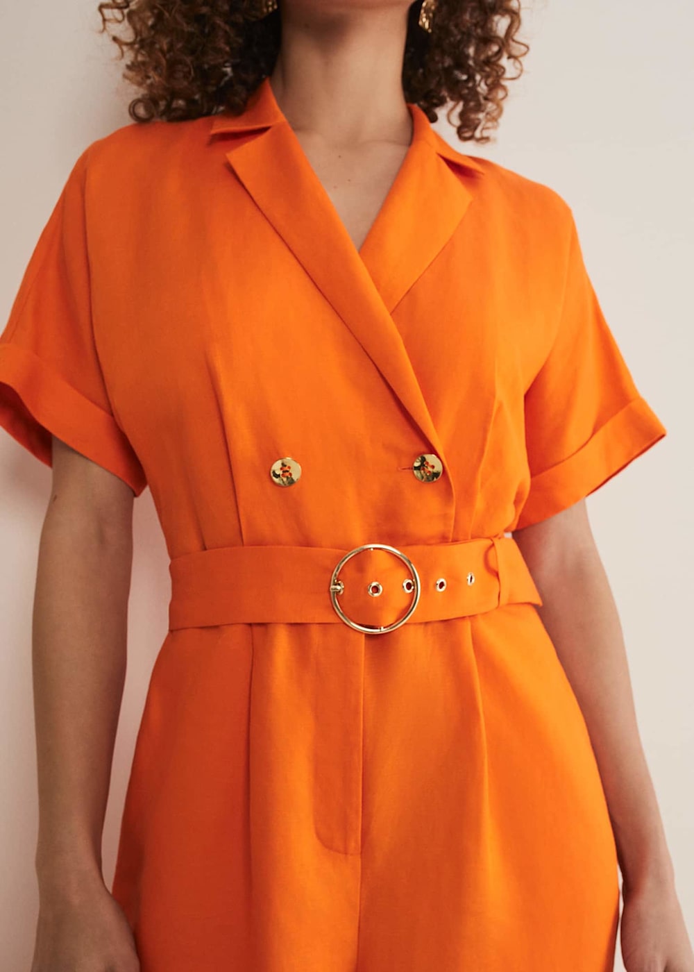 Orange linen jumpsuit online
