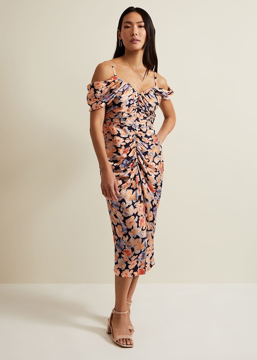 Cold shoulder midi dress uk best sale