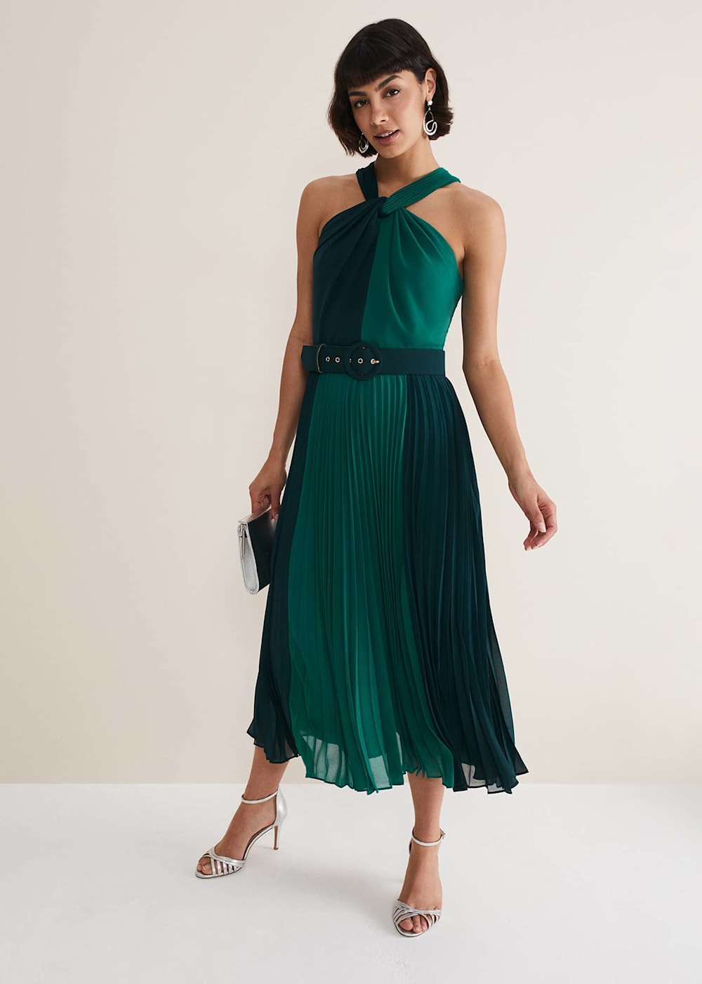 Pleated midi dress size 18 cheap