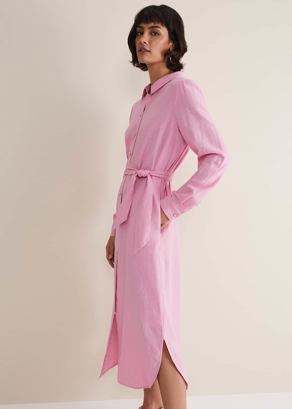 Rosalina Pink Linen Shirt Dress Phase Eight UK