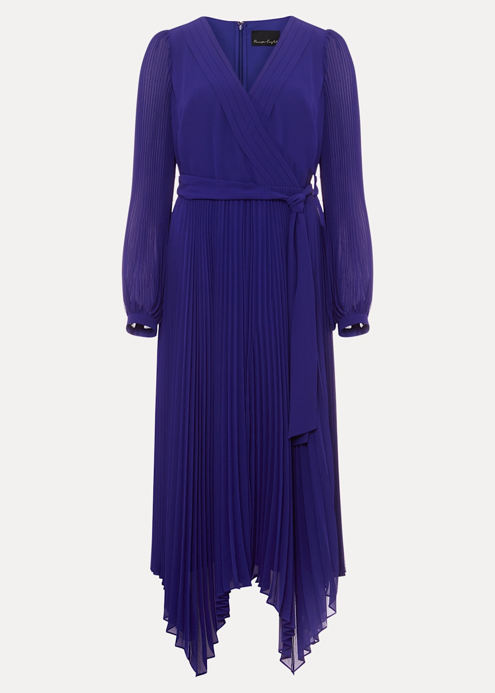 Cobalt Blue Long Sleeve Pleated Midi Wrap Dress Phase Eight Phase Eight ROW