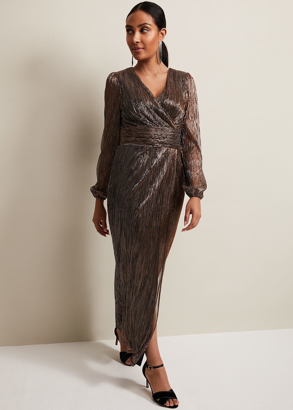 Bronze wrap dress shop