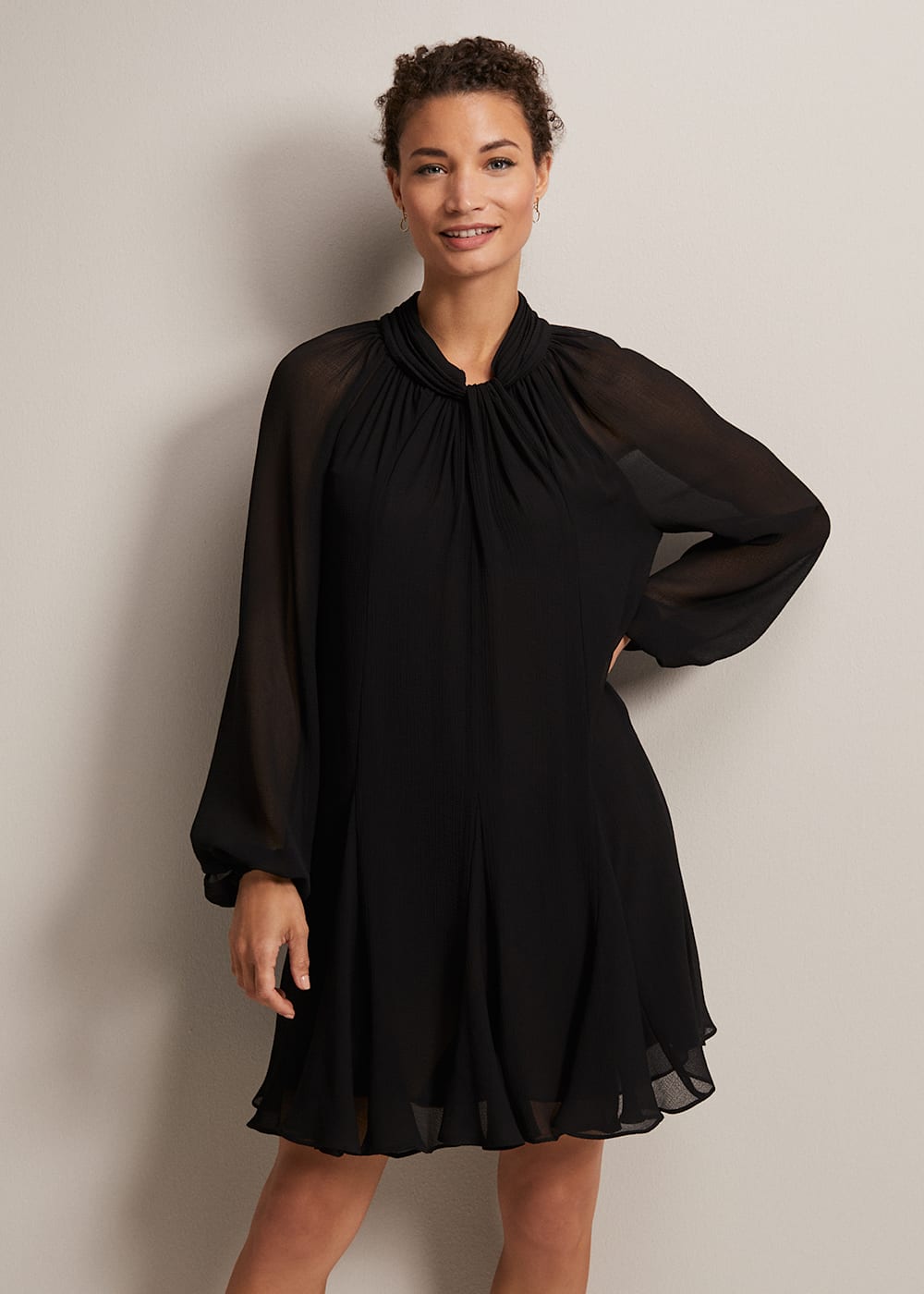Black Swing Mini Dress With Twisted Neckline Phase Eight Phase Eight UK
