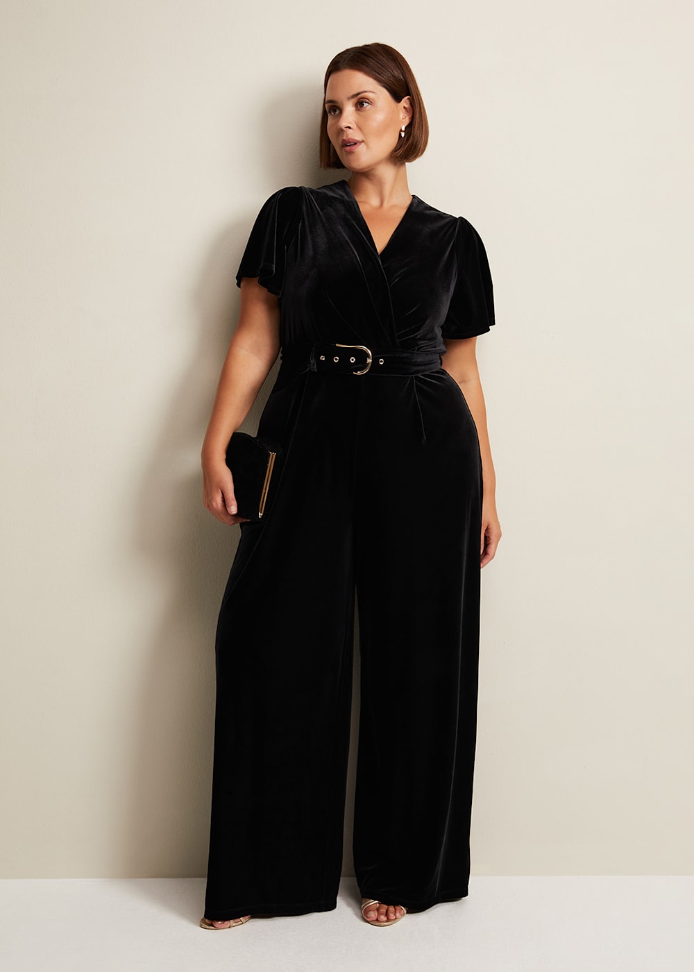 Holly Black Velvet Jumpsuit Phase Eight UK