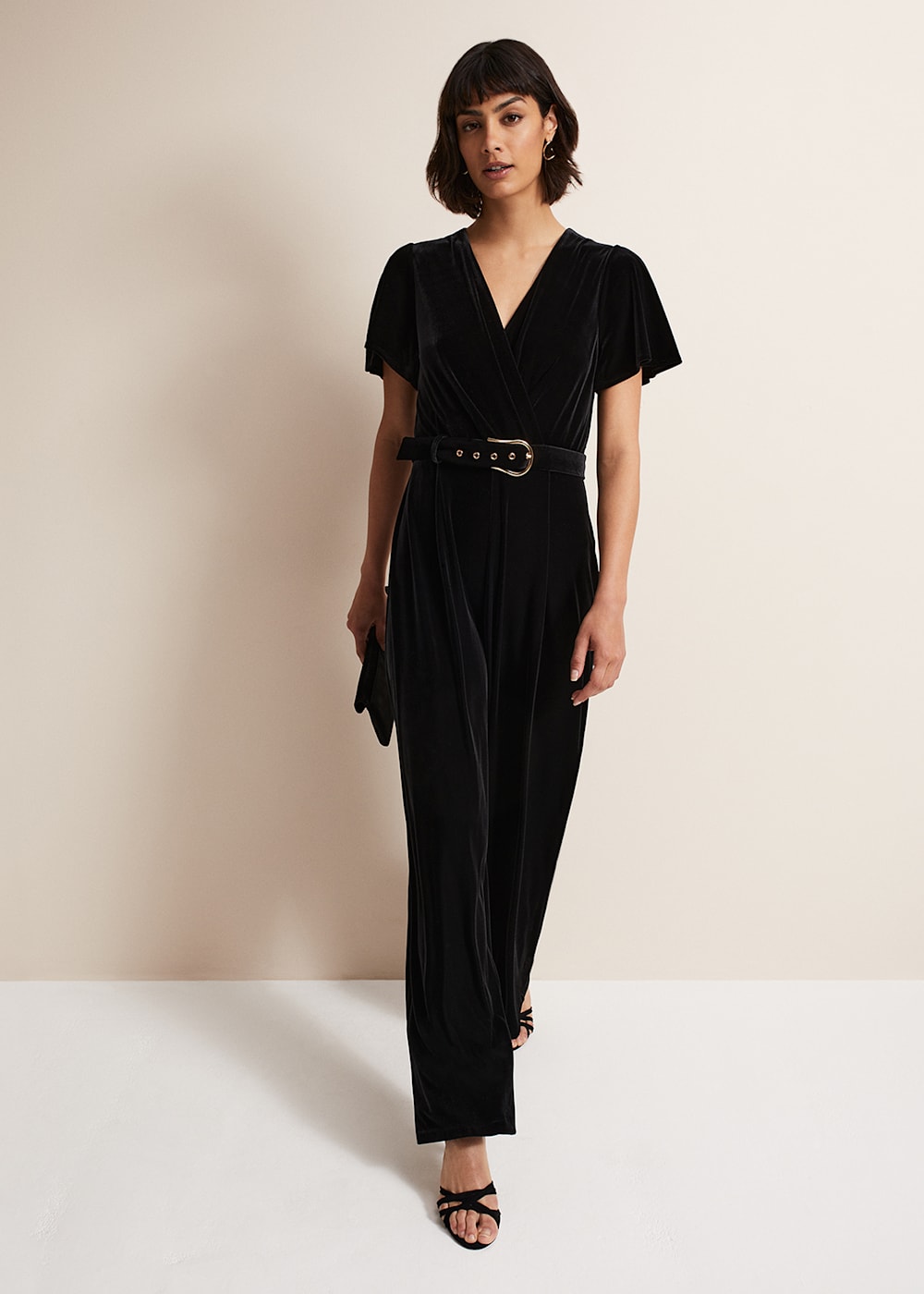 Holly Black Velvet Jumpsuit Phase Eight UK