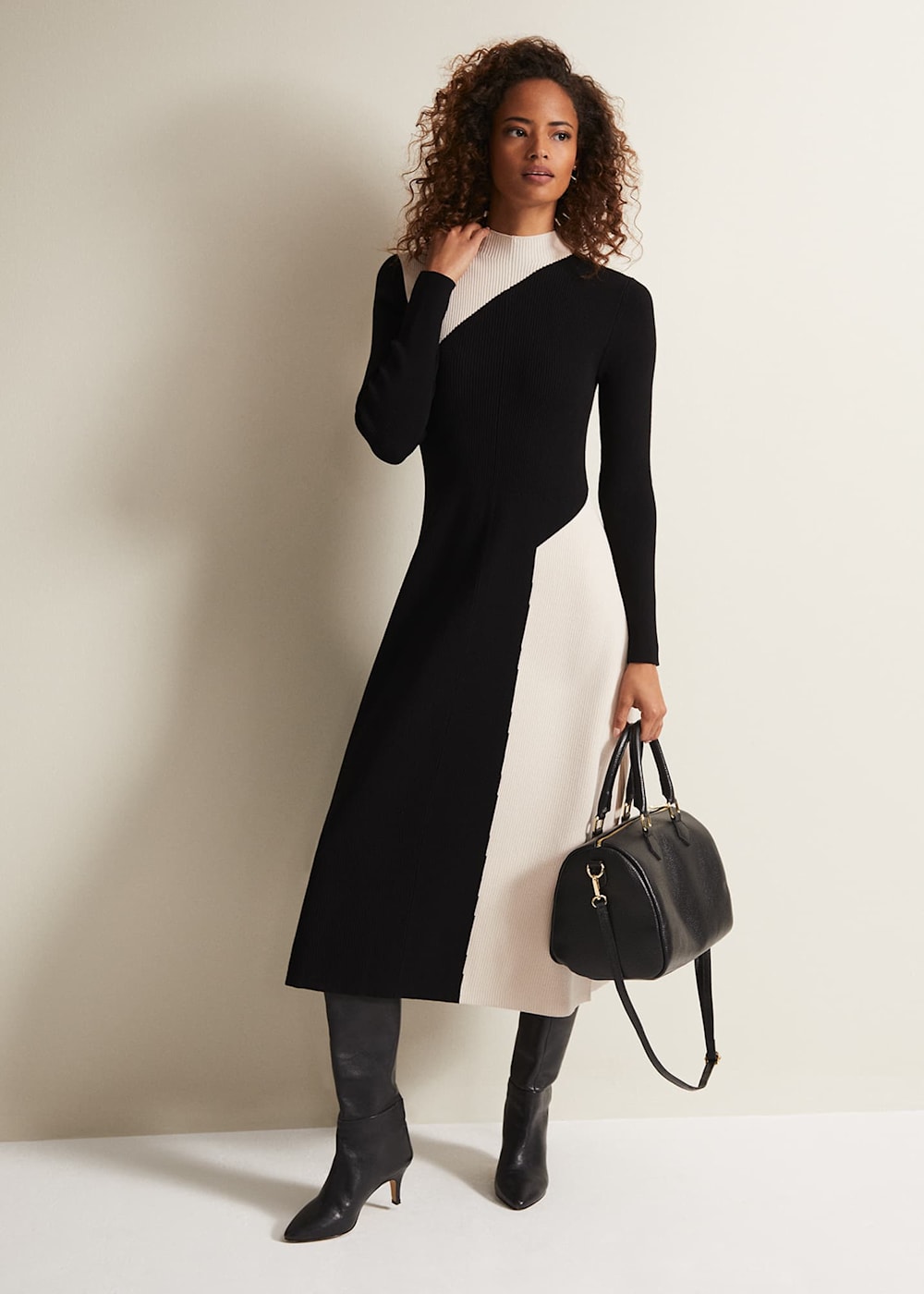 Black and white block dress discount