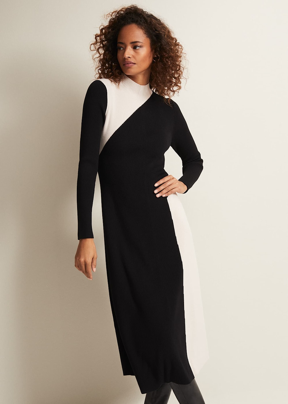 Black & White Monochrome Knitted Midaxi Dress | Phase Eight | Phase Eight  ROW |