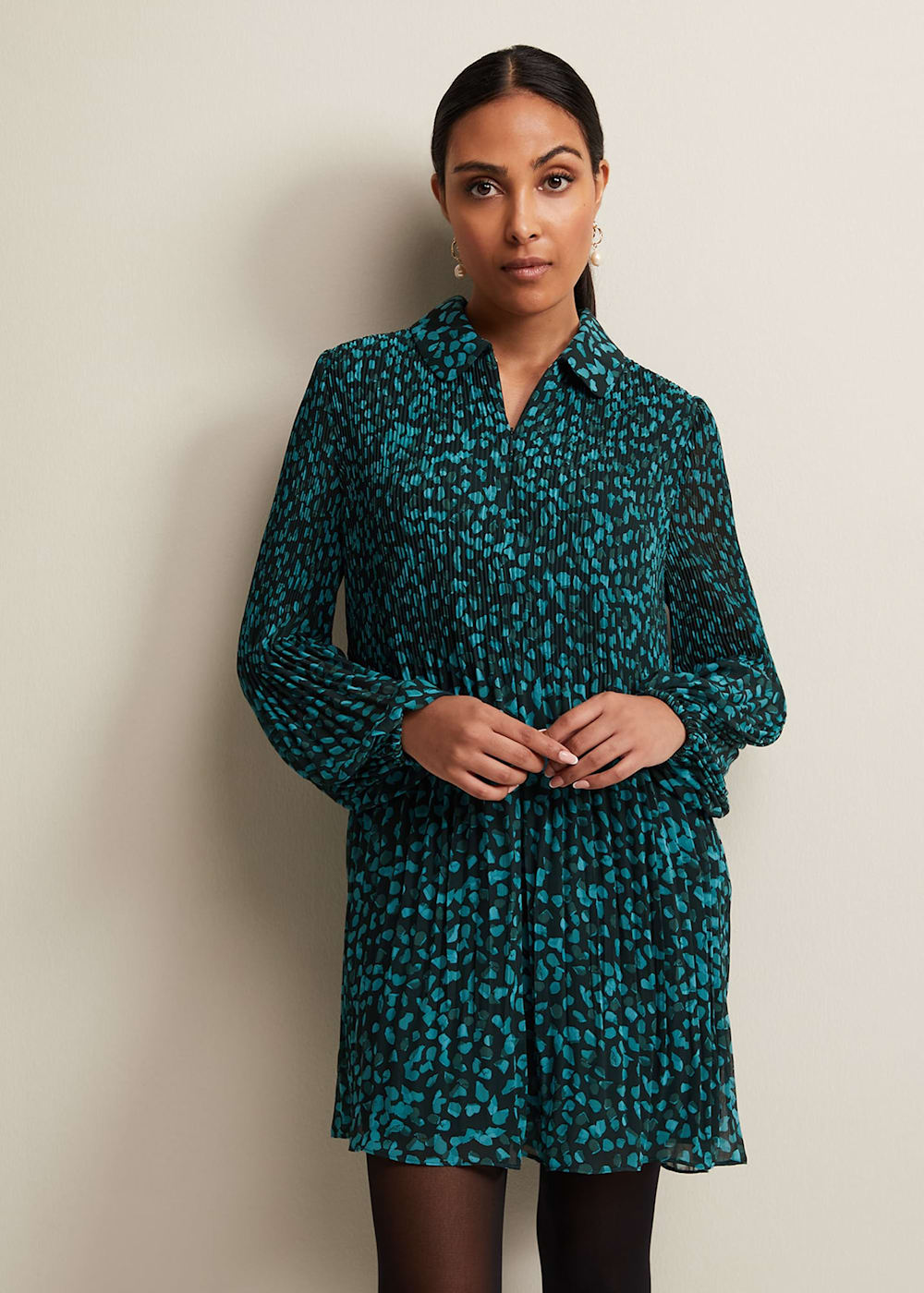 Warehouse ditsy leopard shirt dress outlet