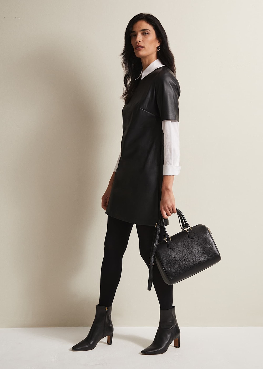 Faux leather shift dress new arrivals