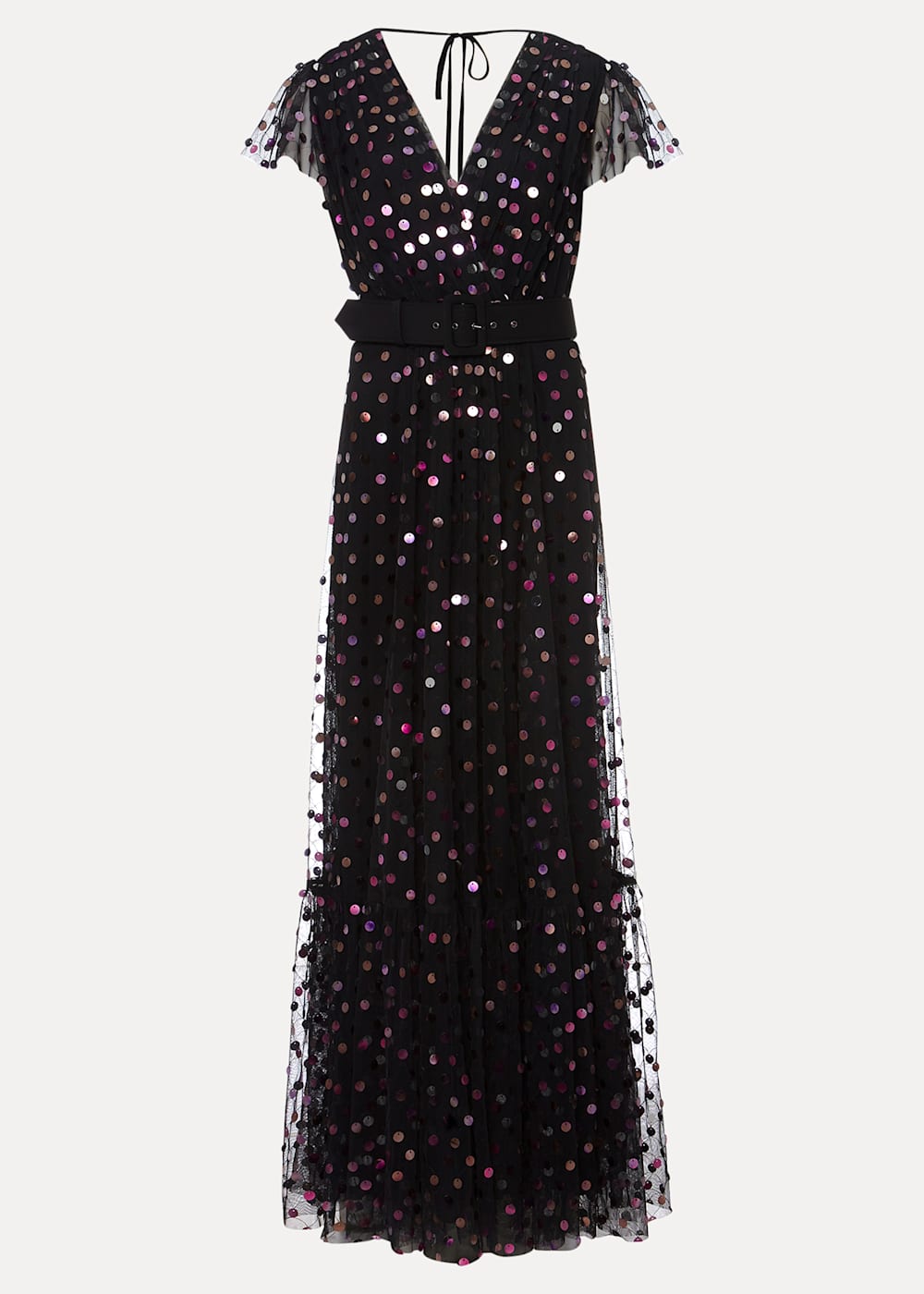 Loren Sequin Spot Tulle Maxi Dress