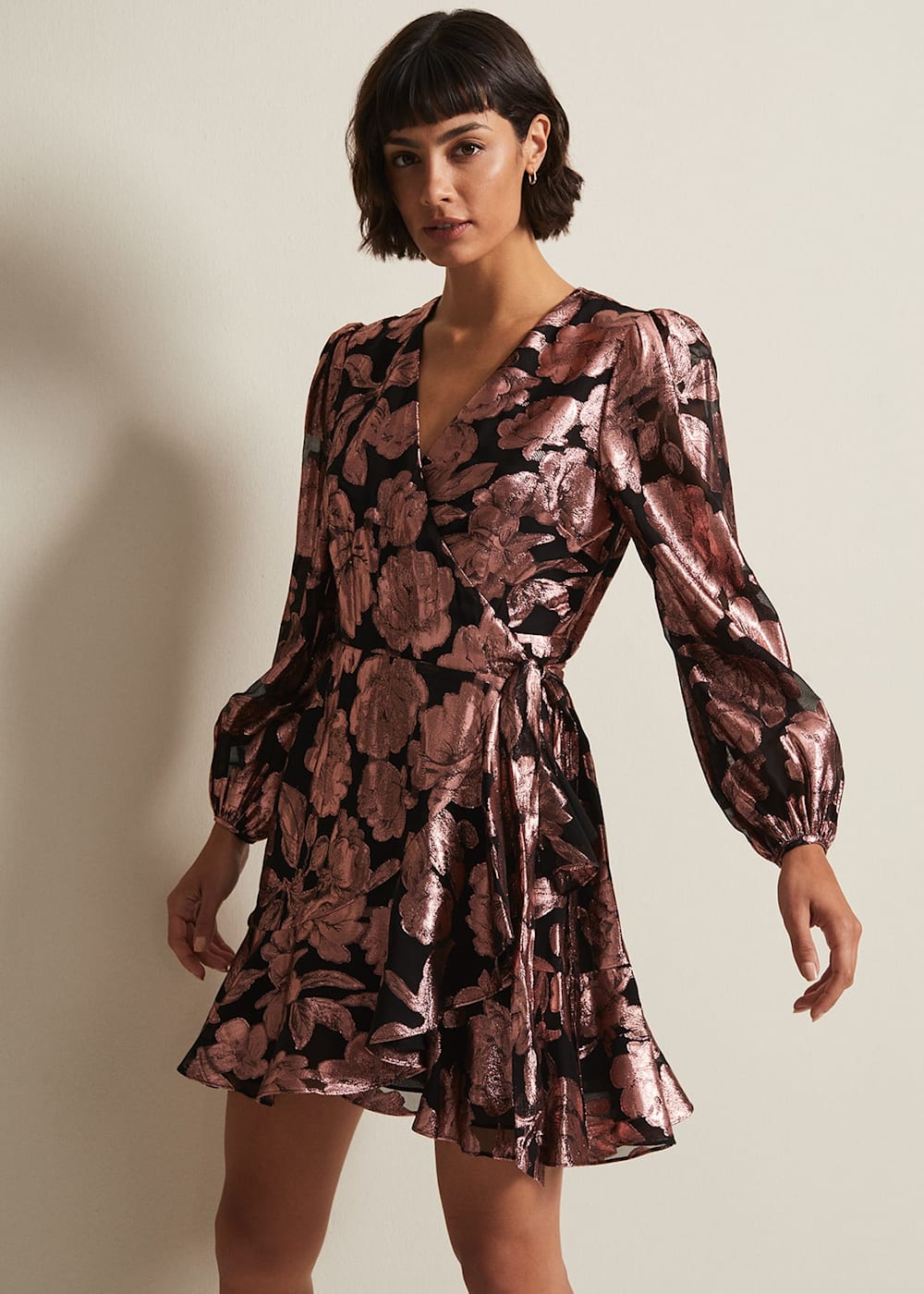 Juniper Foil Jacquard Wrap Dress Phase Eight UK