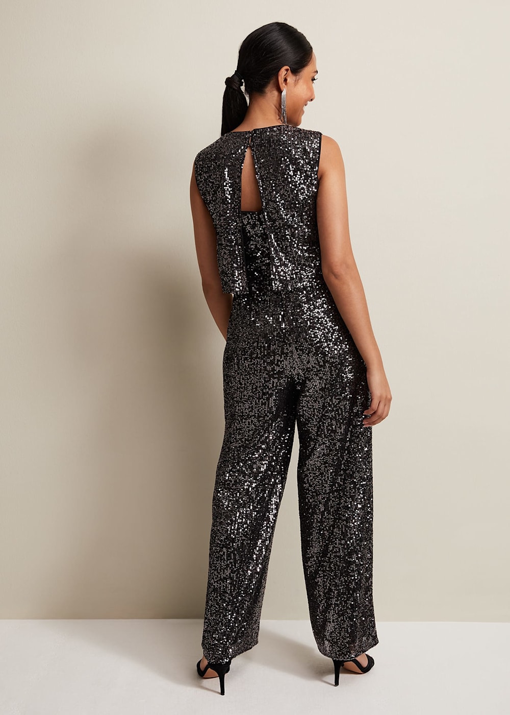 Petite Aubrey Sequin Wide Leg Jumpsuit Phase Eight UK