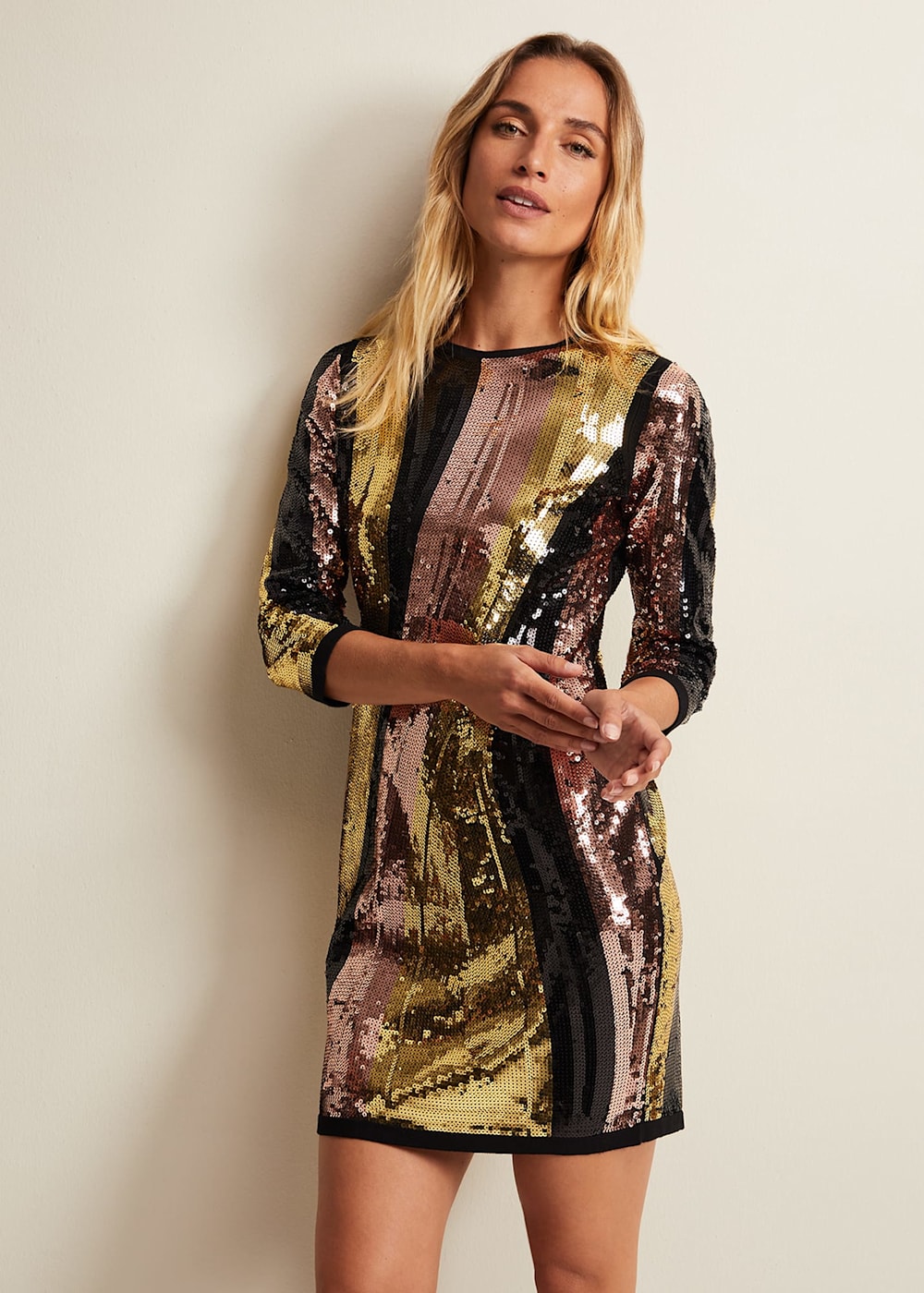 Rainbow sequin dress top