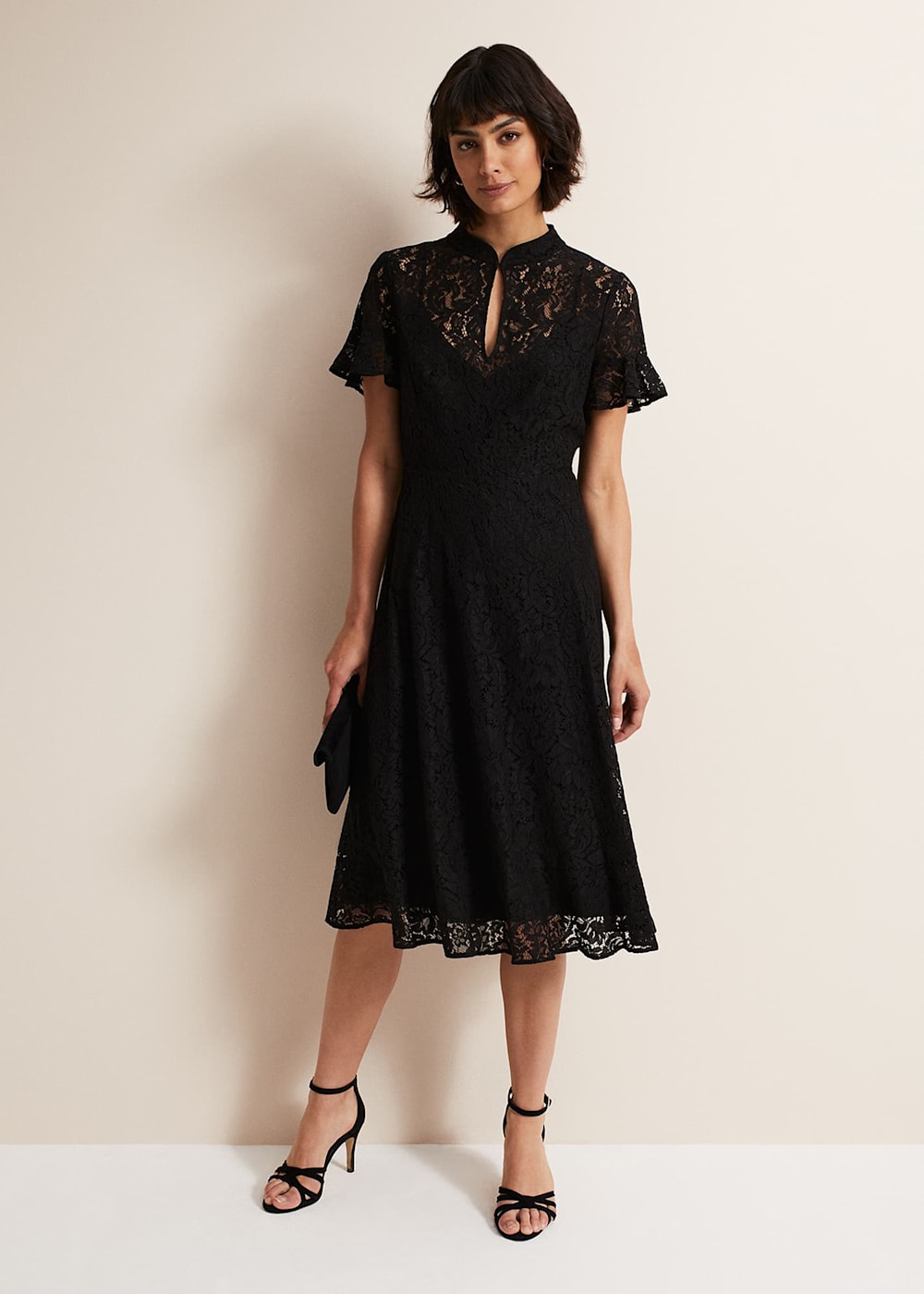 Short sleeve lace midi dress shop