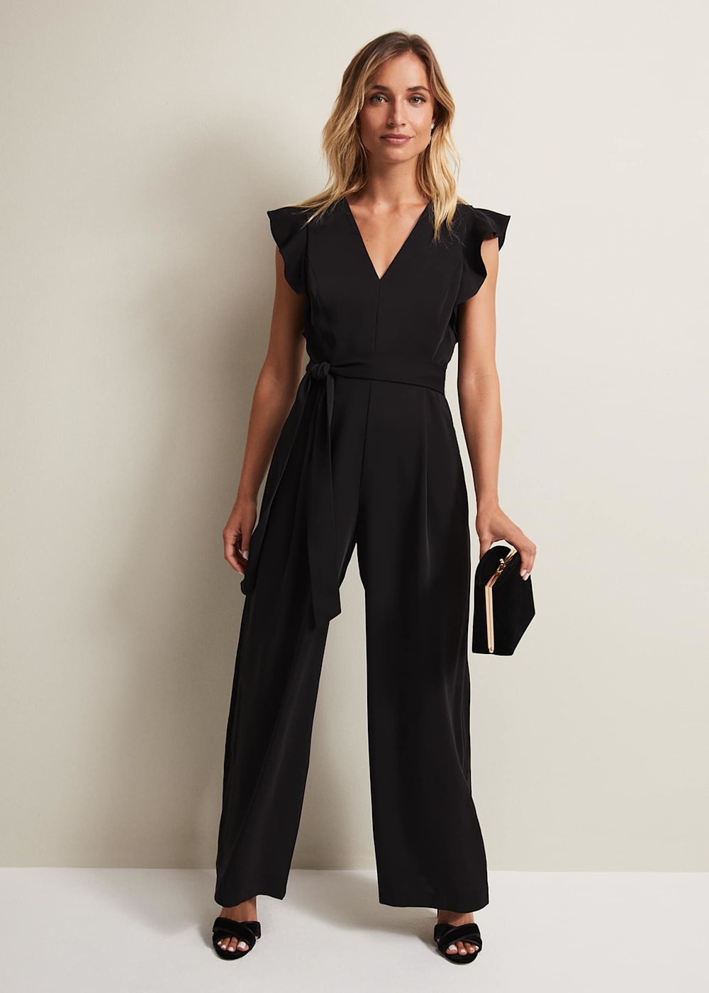 Kallie V Neck Frill Jumpsuit Phase Eight UK