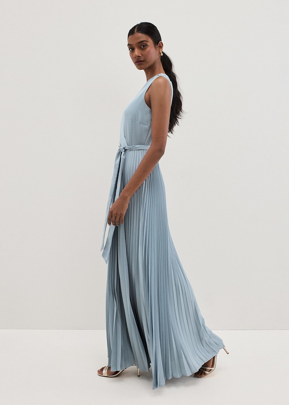 Bonnie Pleat Wrap Satin Maxi Dress | Phase Eight UK |