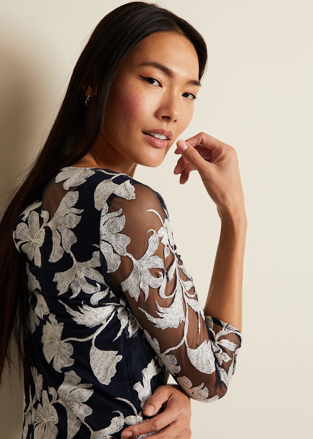Irina Floral Mesh Midi Dress Phase Eight UK