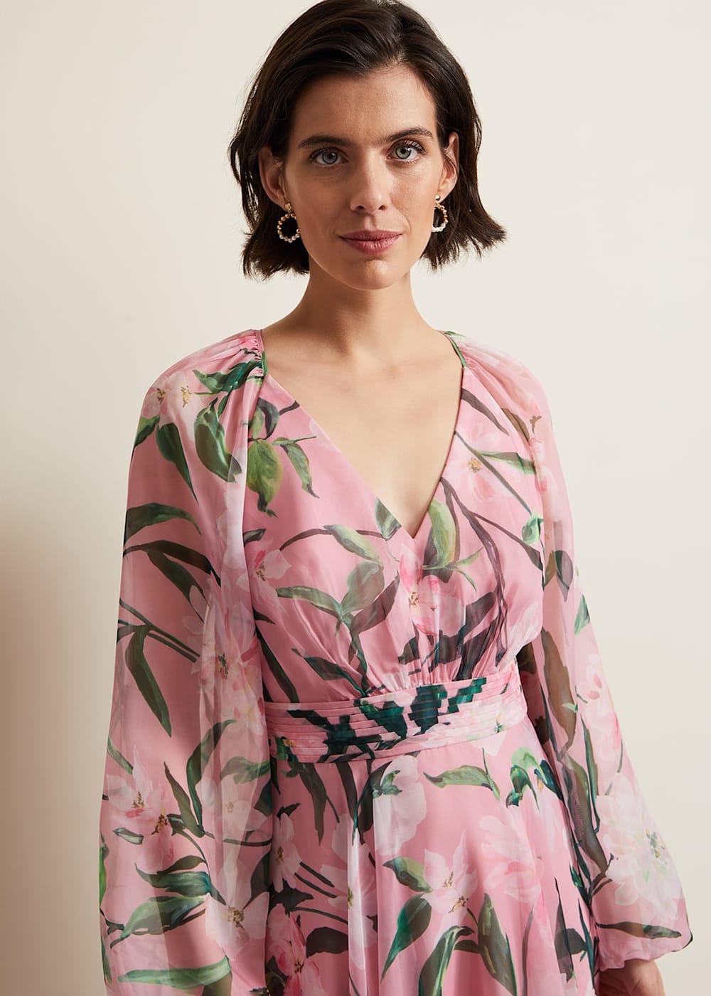 Lina Printed Long Sleeve Midi Dress Phase Eight ROW