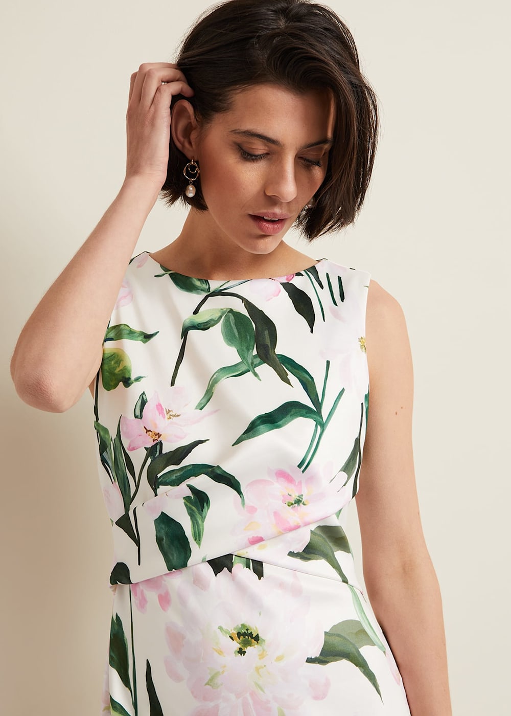 Phase Eight Elsa Floral Scuba Midi Dress Multi Coloured Size 16