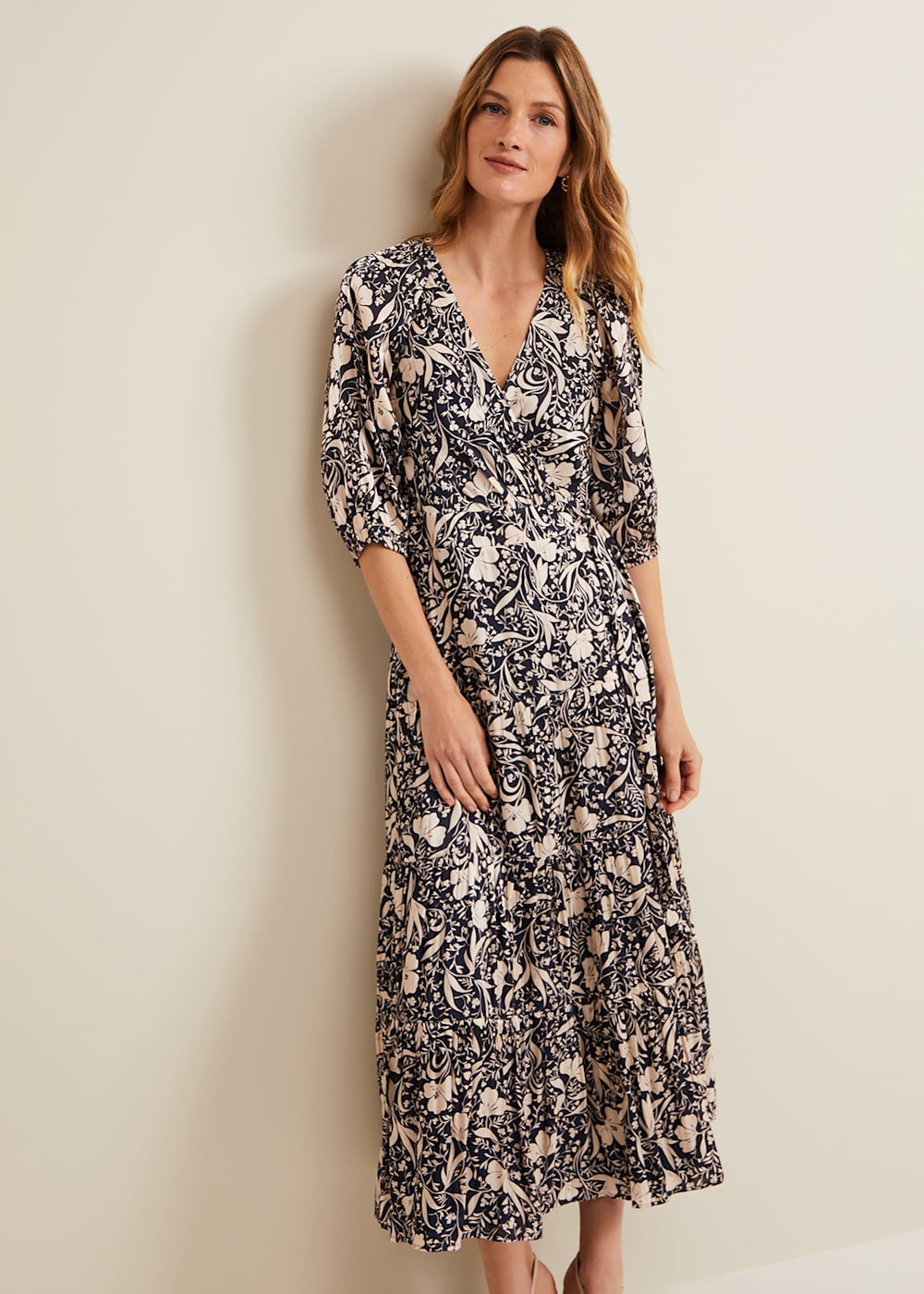 Kezia Satin Floral Wrap Dress Phase Eight UK