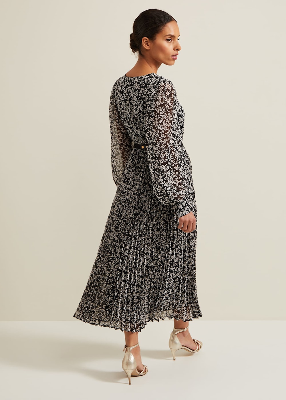 Petite Ayana Spot Pleat Midaxi Dress | Phase Eight UK |
