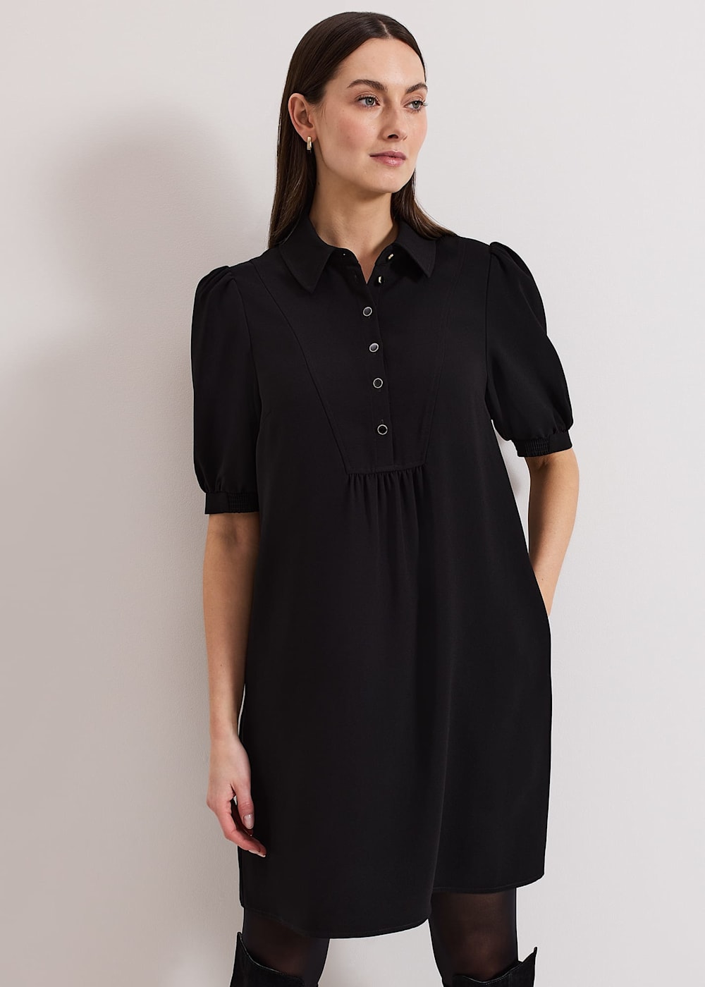 Phase Eight Claudia Button Swing Mini Dress Navy