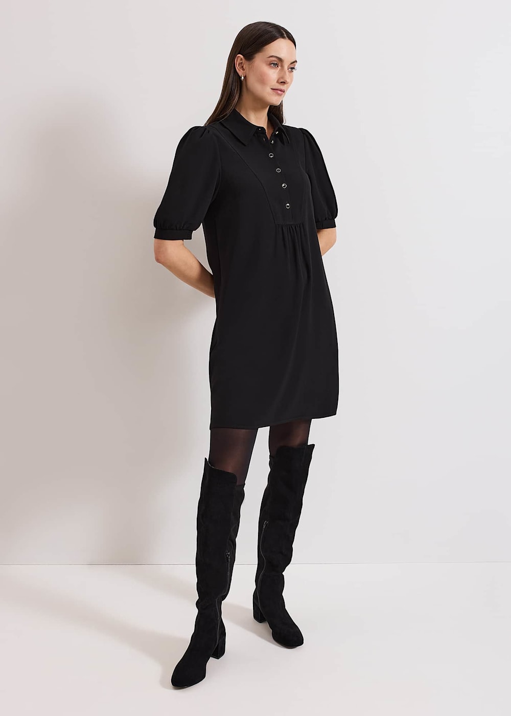 Phase Eight Claudia Button Swing Mini Dress Navy
