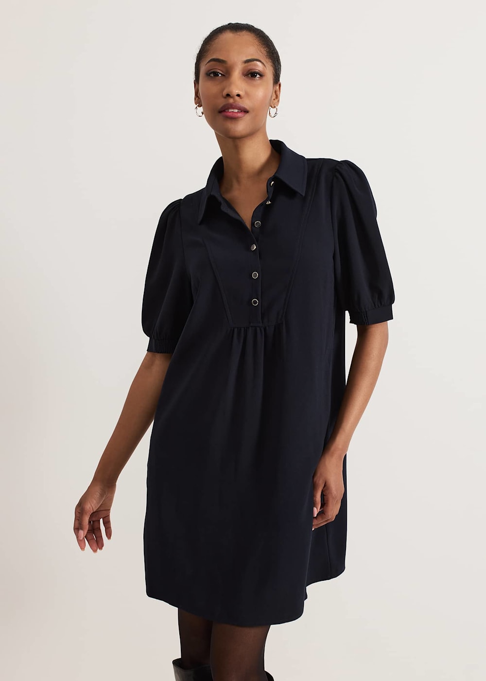 Phase Eight Claudia Button Swing Mini Dress Navy