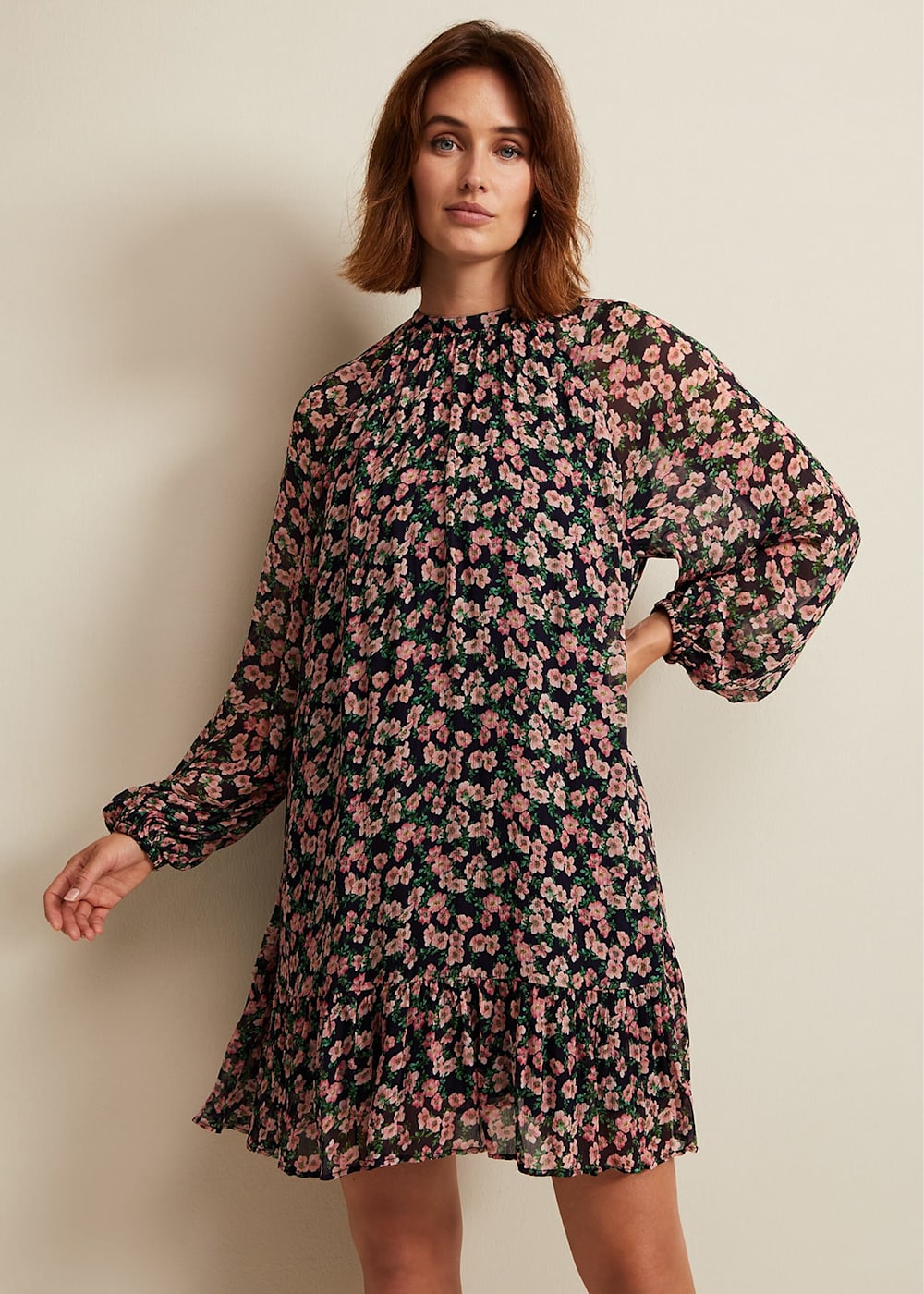 Floral print swing dress clearance