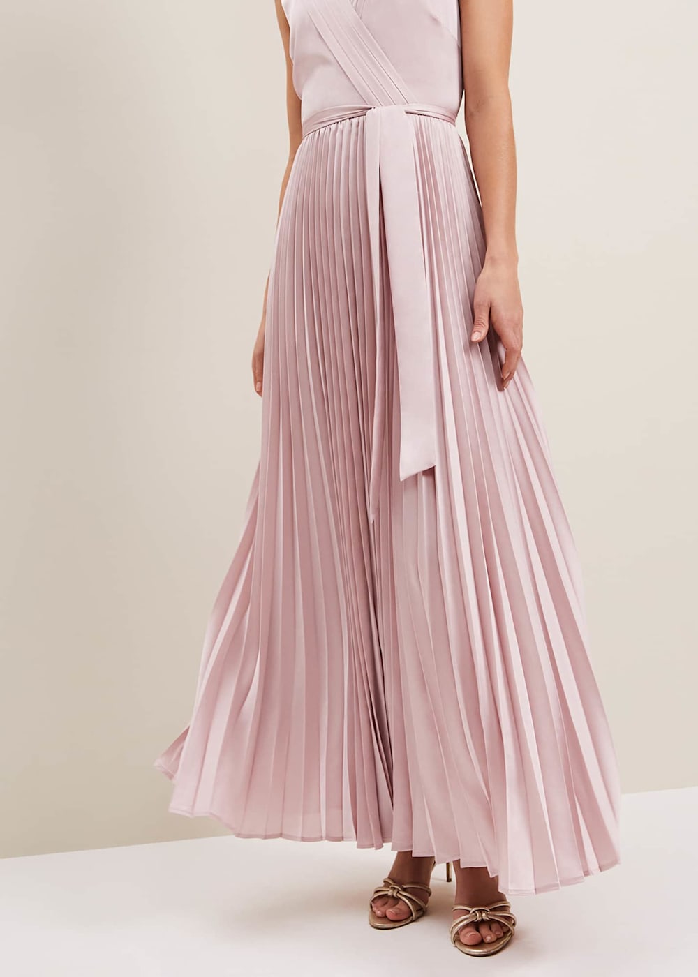 Bonnie Pleat Wrap Satin Maxi Dress | Phase Eight UK |
