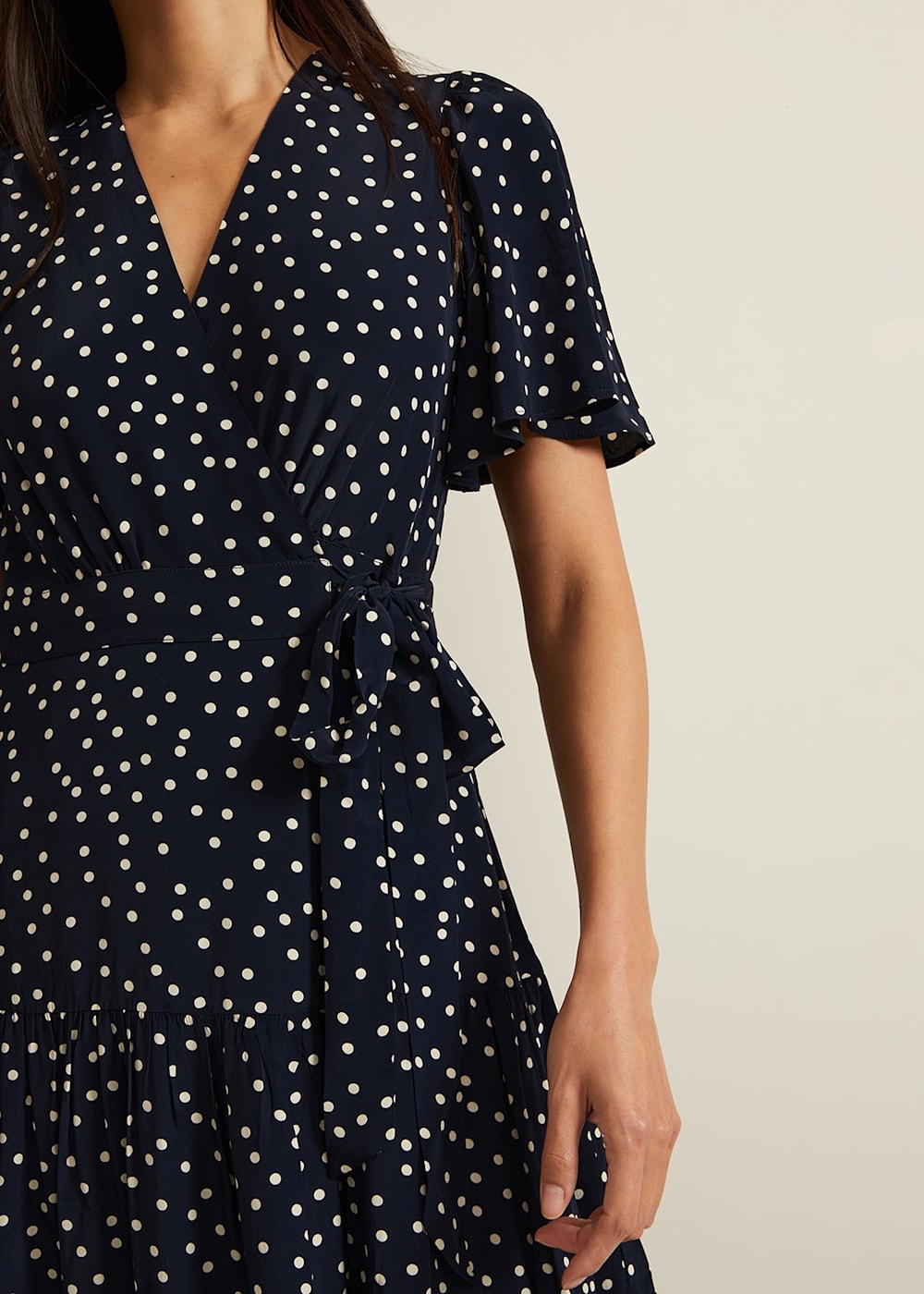 Polka dot wrap dress uk top