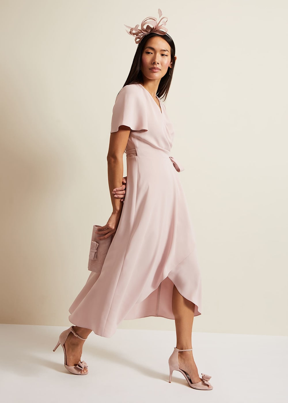 Midi wrap frill dress outlet