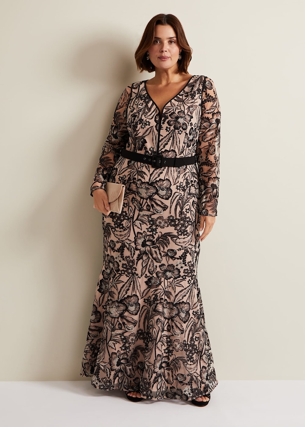 Phase Eight Nola V Neck Embroidered Maxi