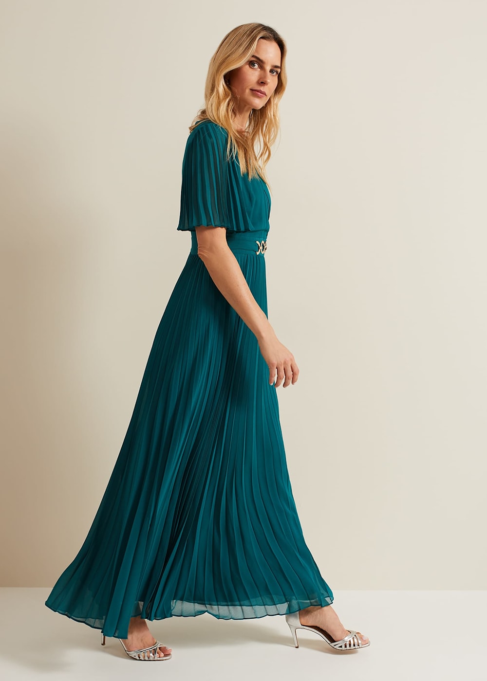 Pleated long maxi dress store