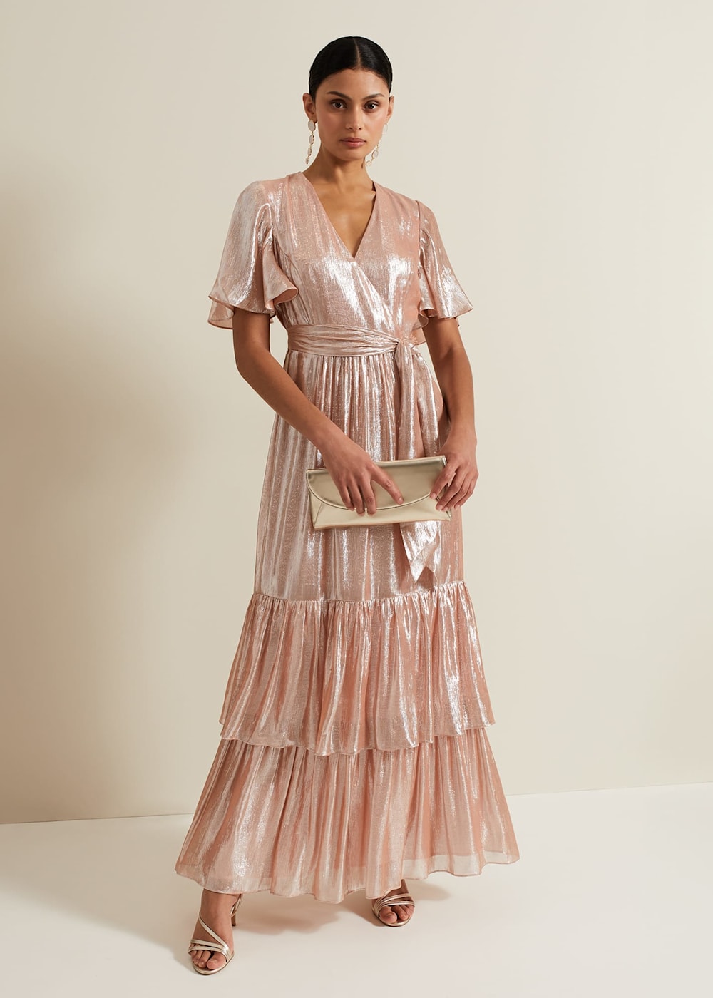 Metallic maxi dress uk shop