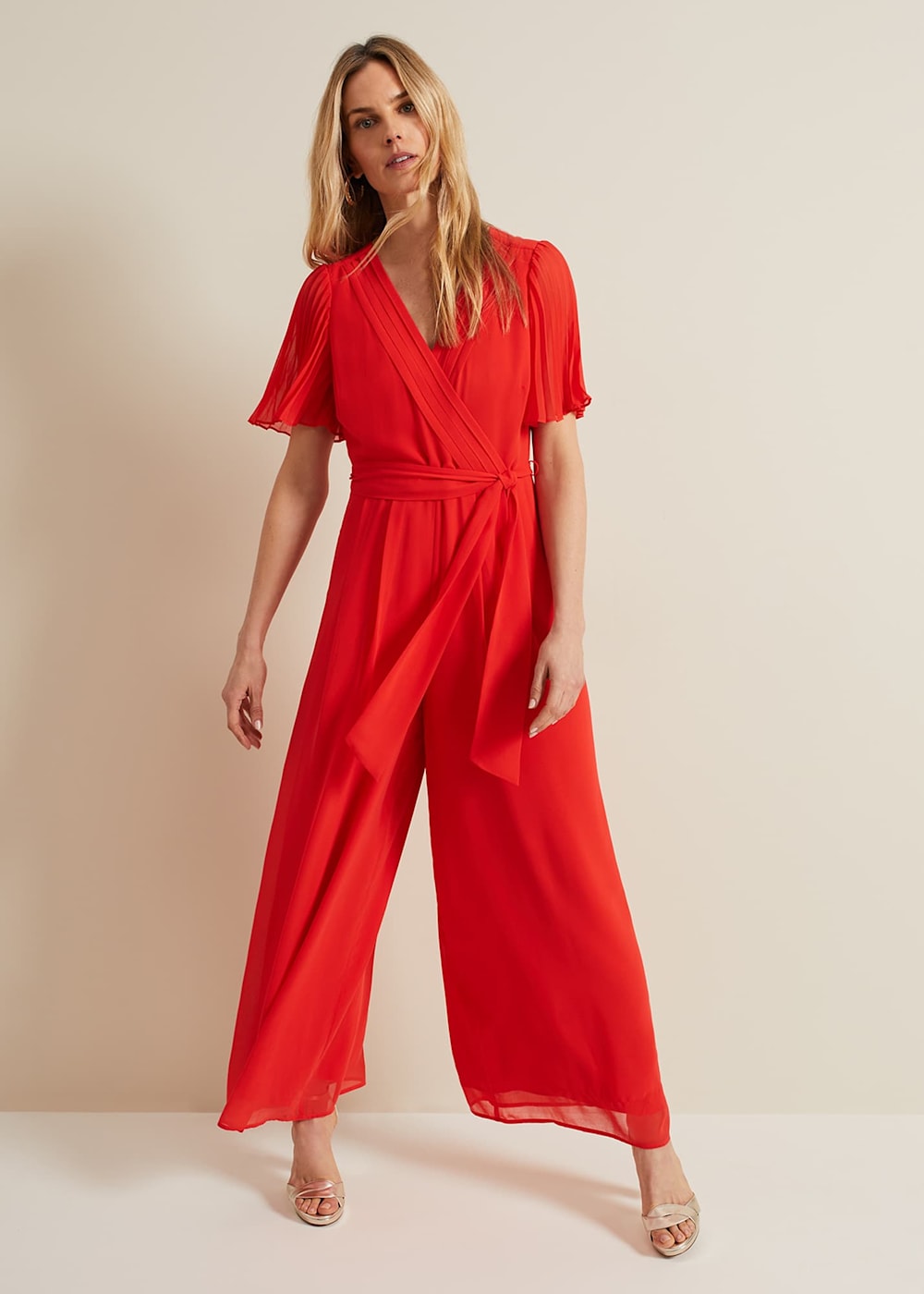 Orange pleated jumpsuit 2025