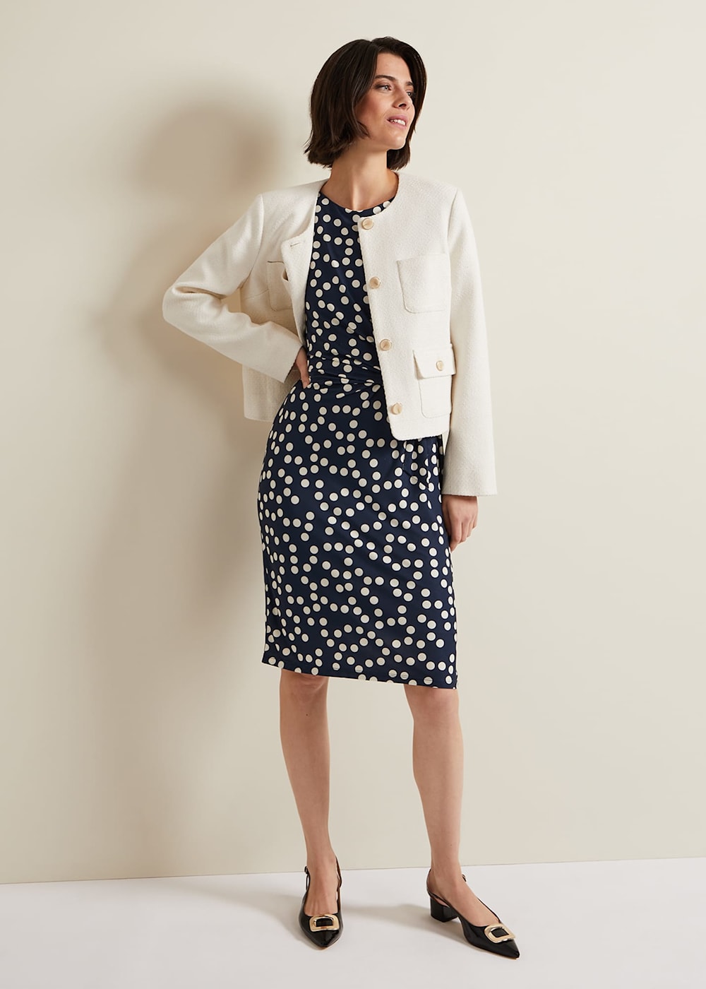Phase eight navy polka dot dress best sale