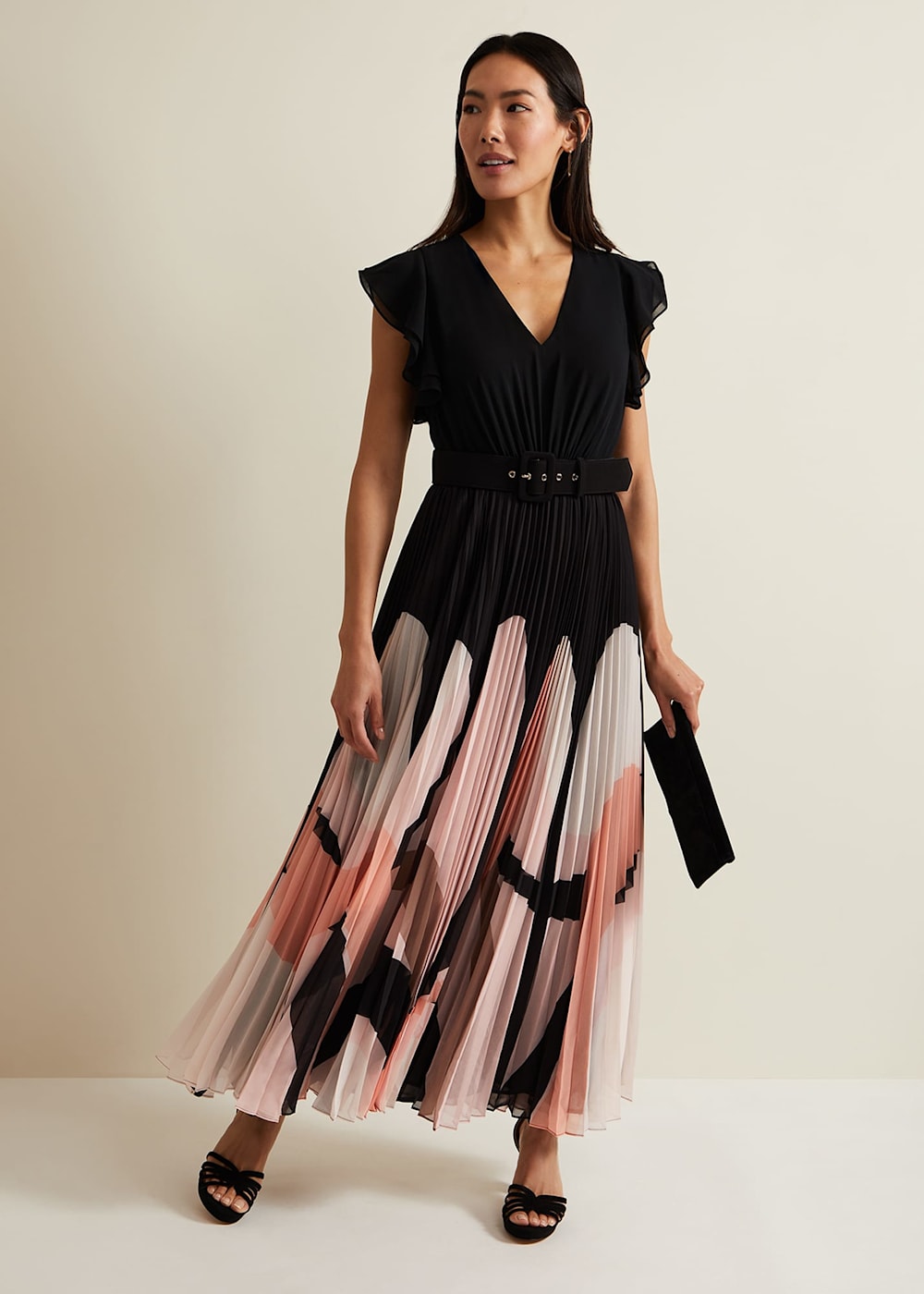 Isla Printed Skirt Ruffle Top Maxi Dress Phase Eight UK