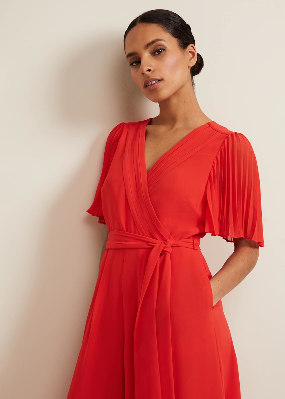 Petite pleated jumpsuit outlet