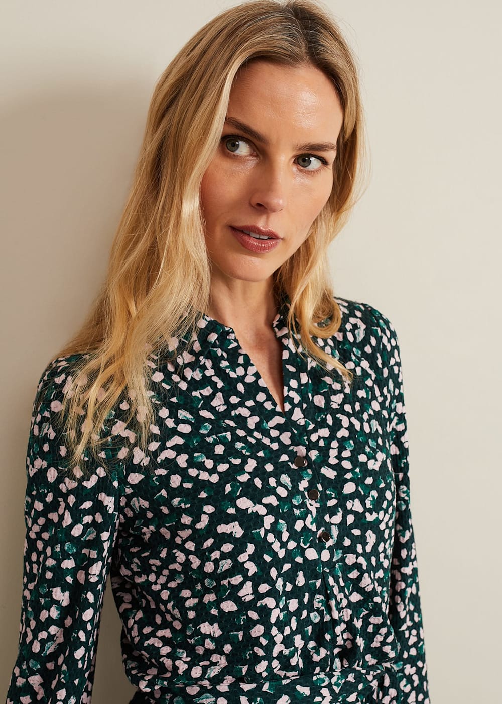Phase Eight Loretta Midi Dress Green Multi Size 06
