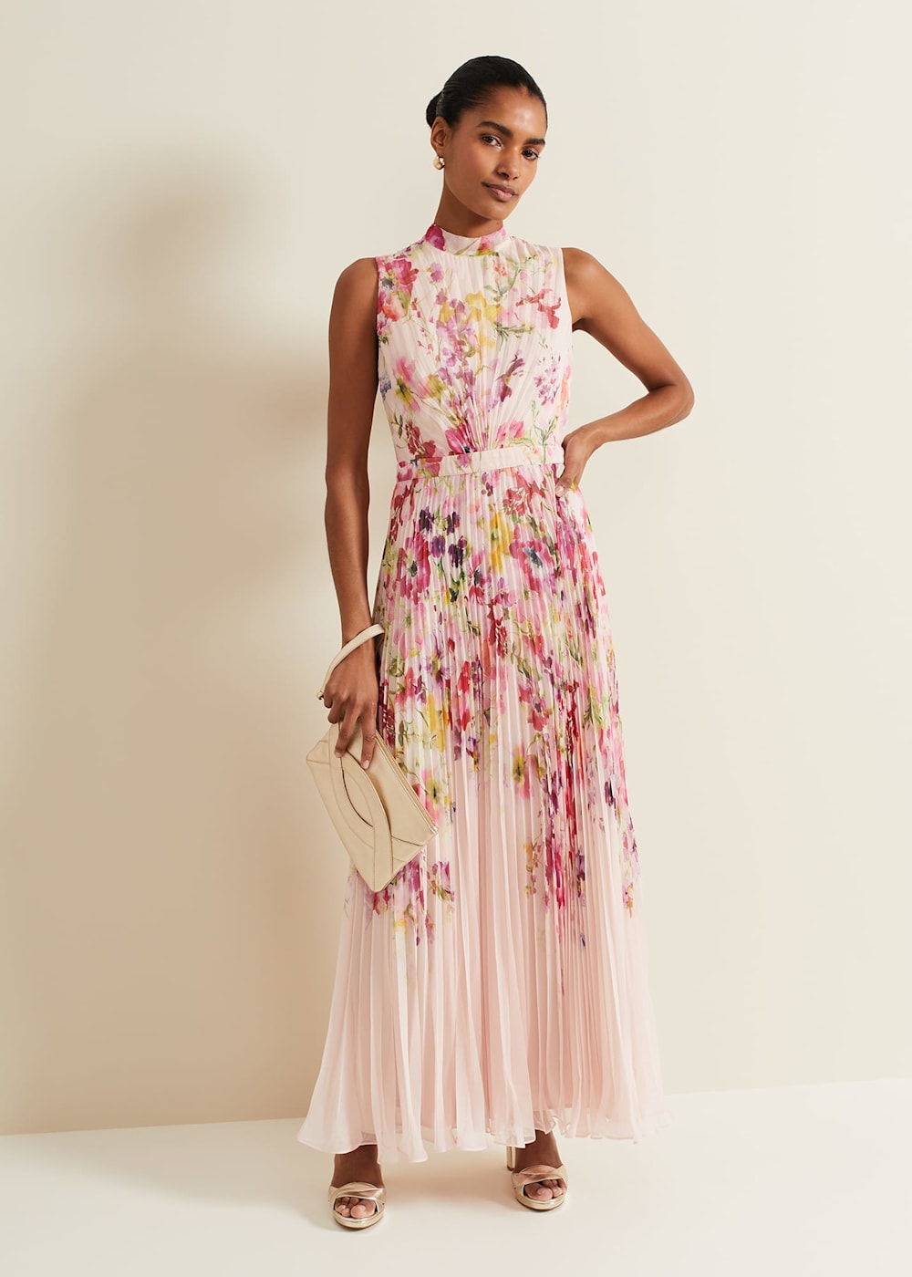 Dahlia Print Pleat Midaxi Dress Phase Eight ROW