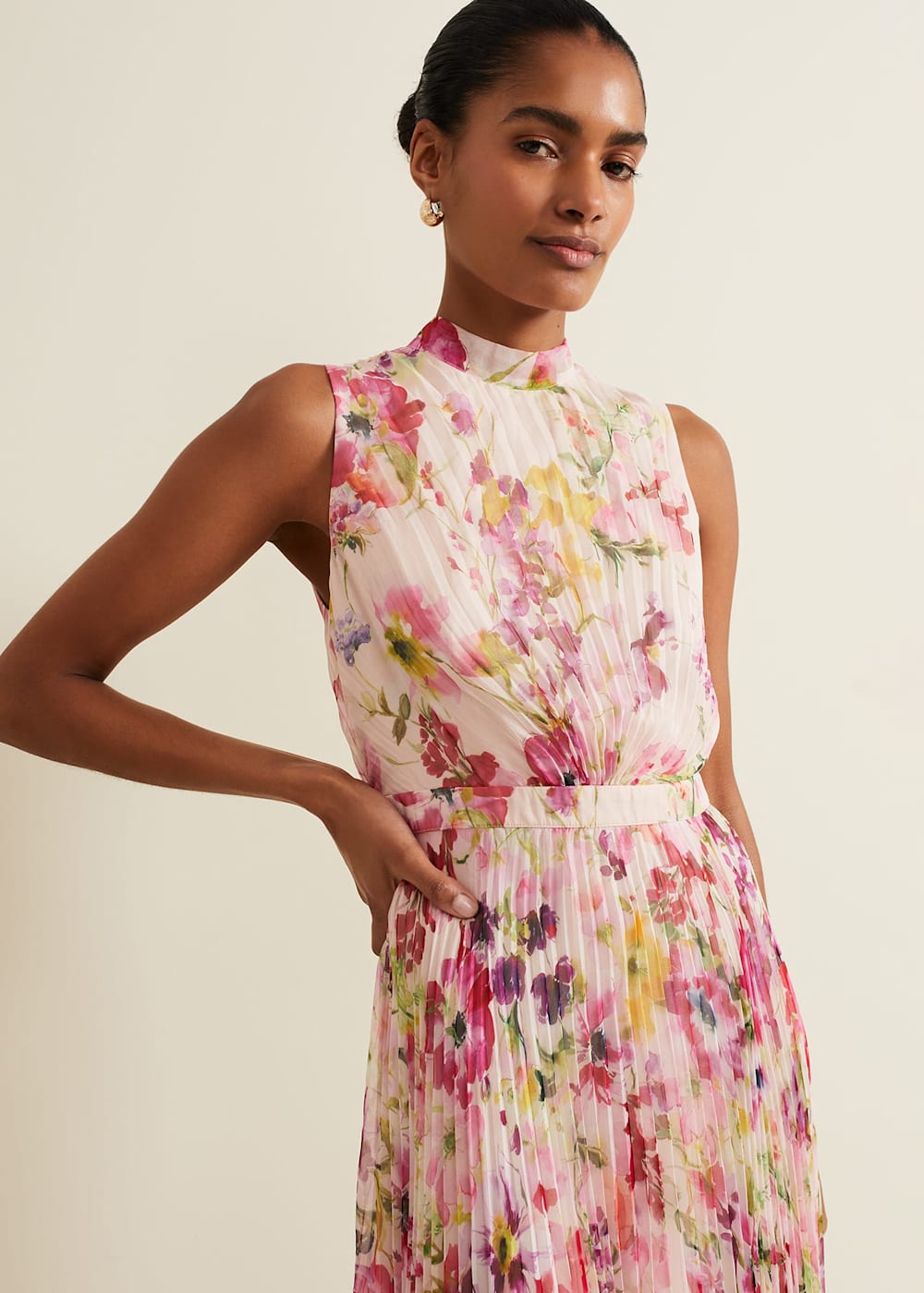 Dahlia Print Pleat Midaxi Dress Phase Eight UK