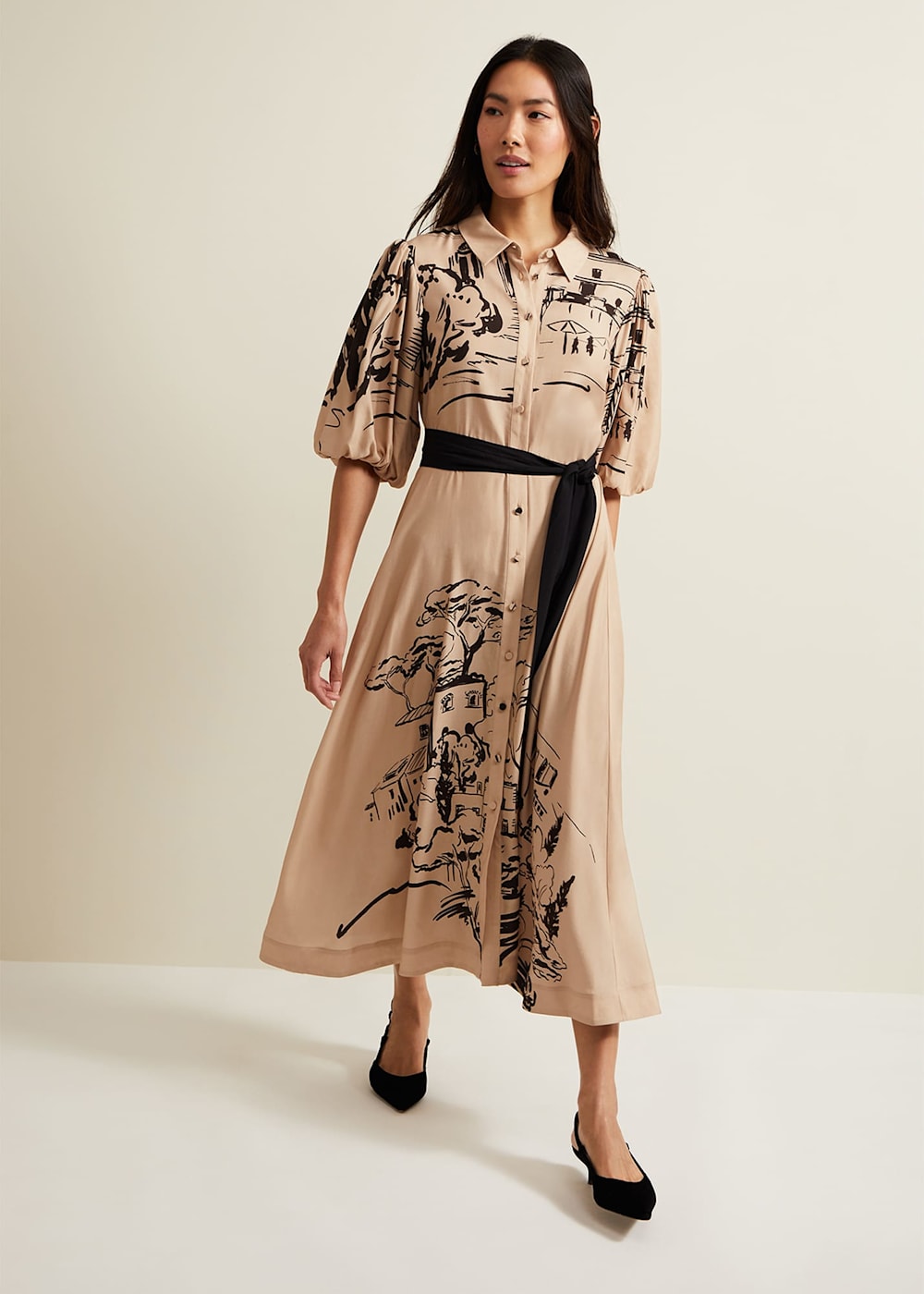 Tammy Puff Sleeve Shirt Dress Phase Eight ROW
