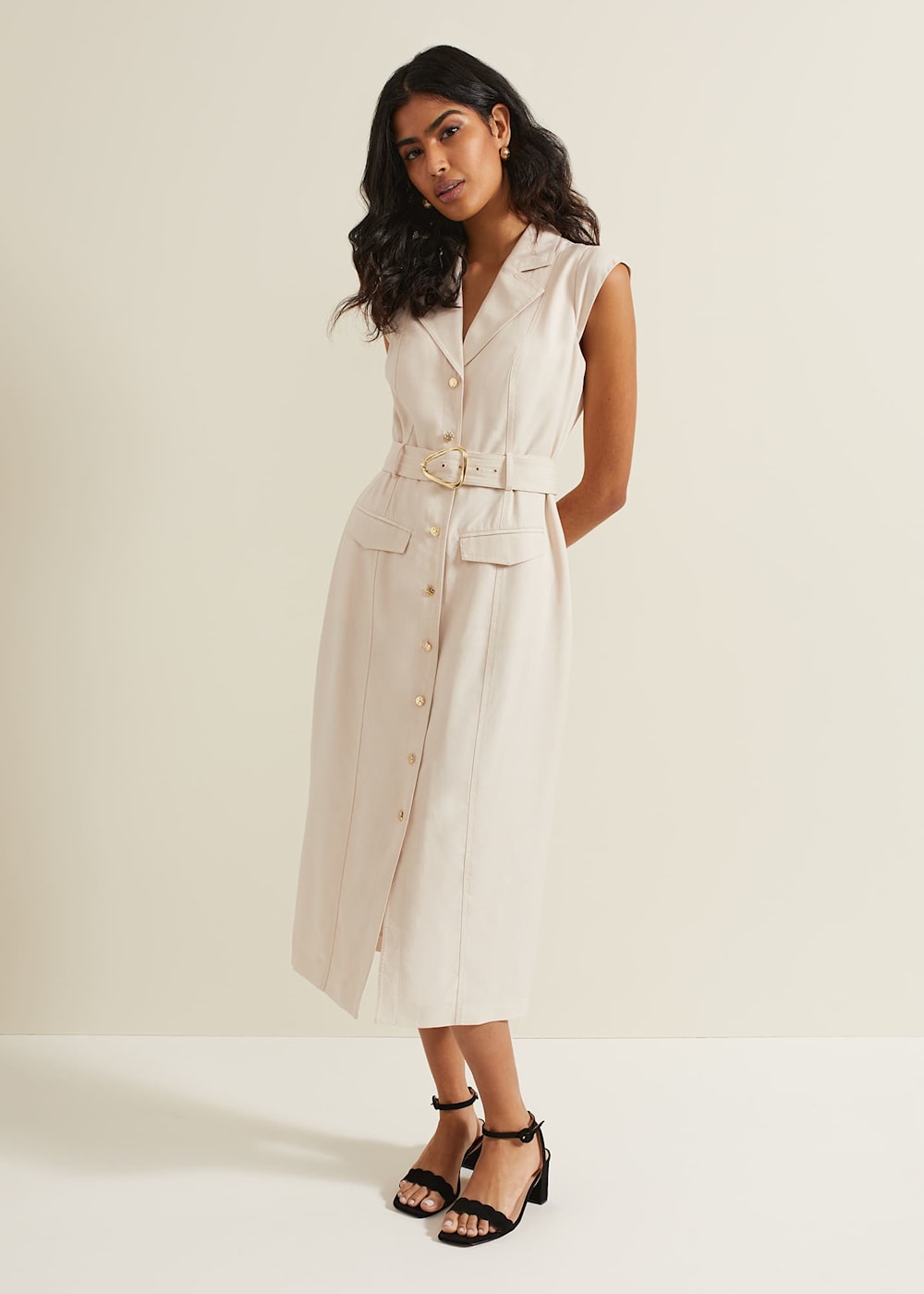 Phase Eight Kristal Utility Midi Dress Cream Size 6