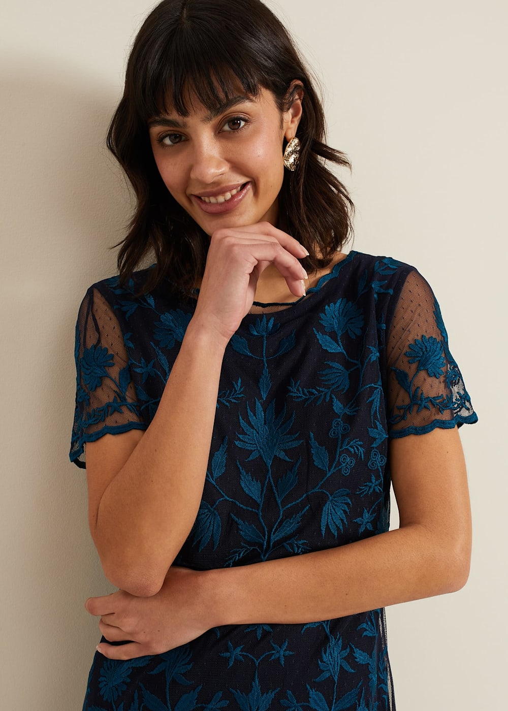 Phase eight indra tapework dress peacock sales