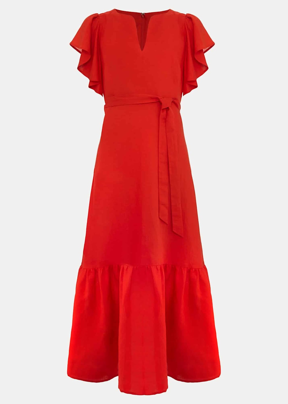 Red linen midi dress shop