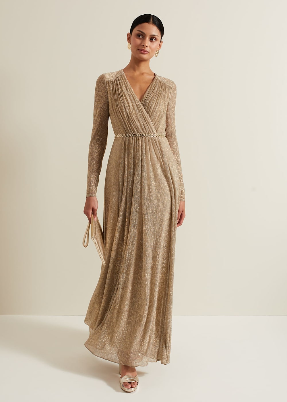 Masie Metallic Jersey Maxi Dress Phase Eight UK